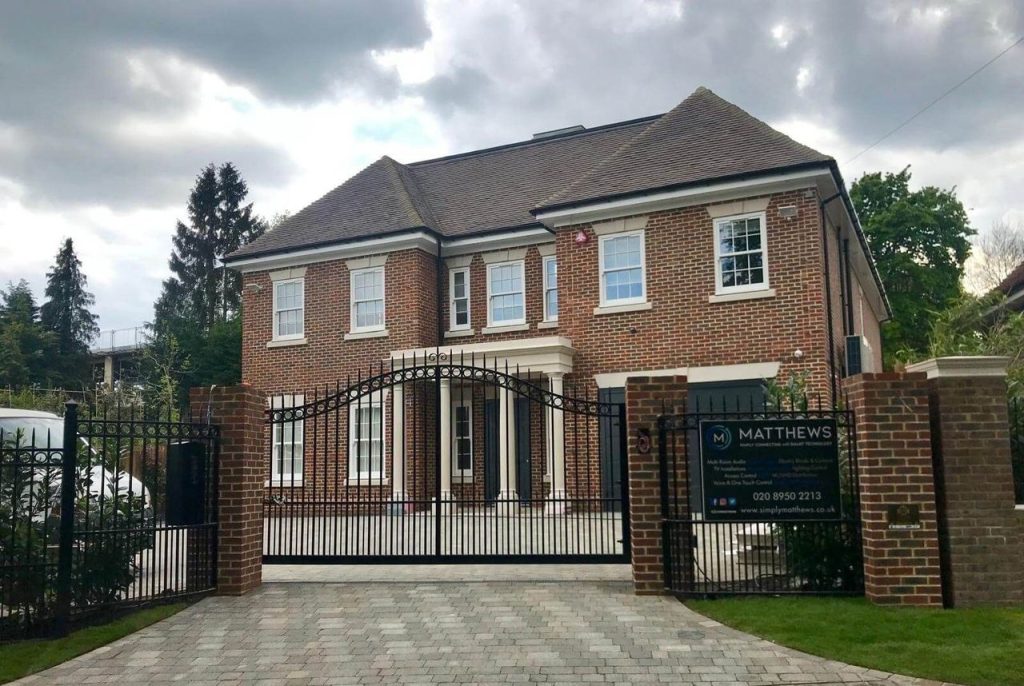 Gated house with sash windows