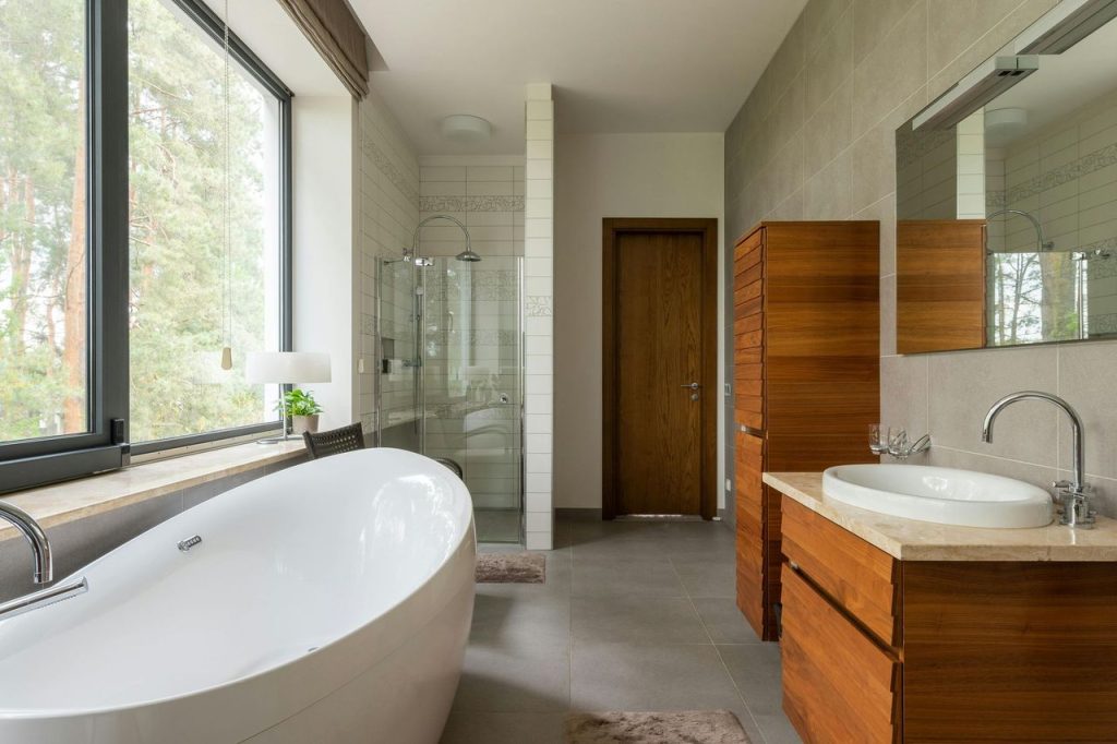 Timber windows bathroom